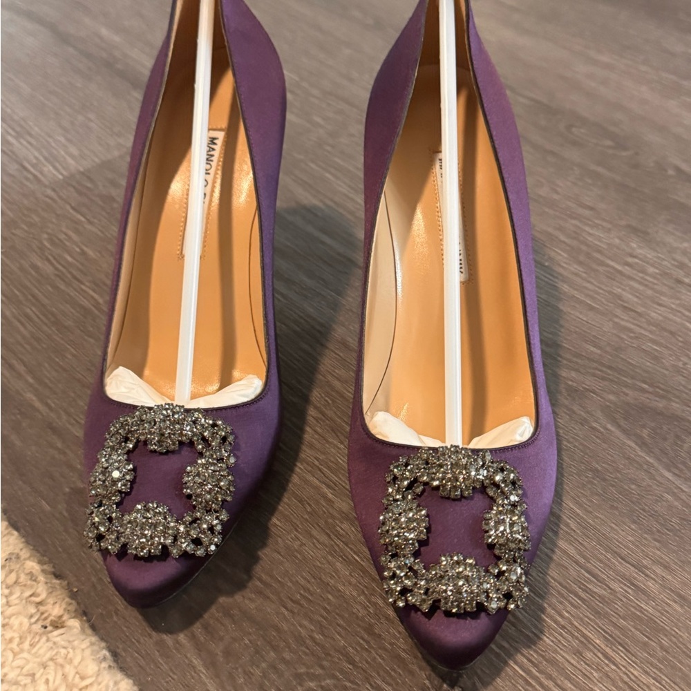 Manolo Blahnik Purple Embellished Heels